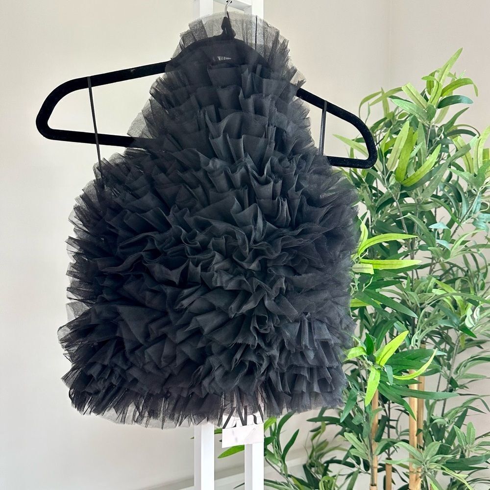 Zara tulle knit halter top NWT